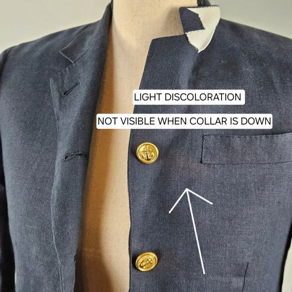 Thom Browne Women's Navy Blue Linen Nautical Blazer Jacket | Size‎ 0 | FLAWS